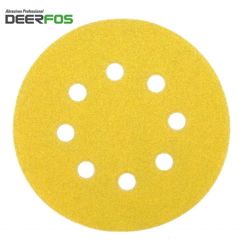 125mm 5" Deerfos sanding discs, hook and loop, 8 hole, P40-400