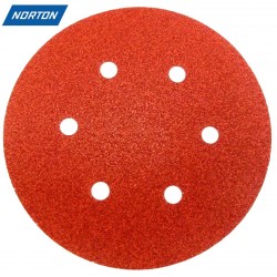 150mm 6" Norton sanding discs, hook and loop, 6 hole, P40-240