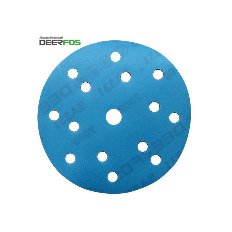150mm 6" Wet or dry Deerfos sanding discs, hook and loop, 15 hole, P40-3000
