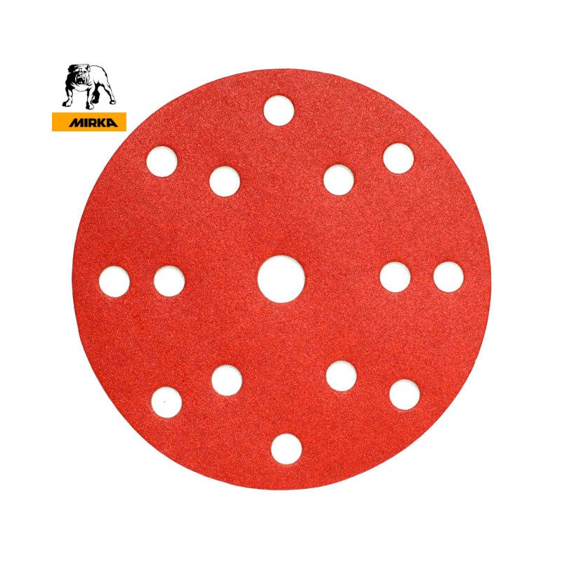 150mm 6" Mirka sanding discs, hook and loop, 15 hole, P40-220