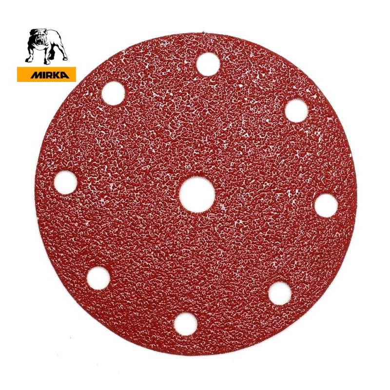 150mm 6" Mirka hook and loop sanding discs, 9 hole (for Festool), P40-240