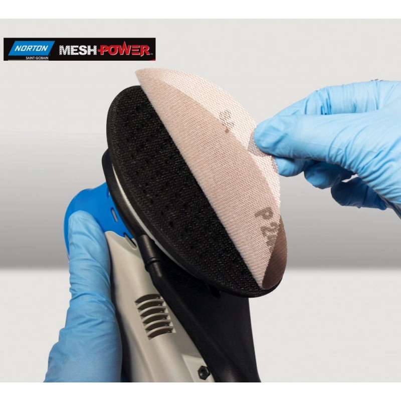 150mm 6" Corundum MeshPower Norton, wet or dry sanding discs, hook and loop, P80-400 150mm 6" Corundum MeshPower Norton, wet or dry sanding discs, hook and loop, P80-400